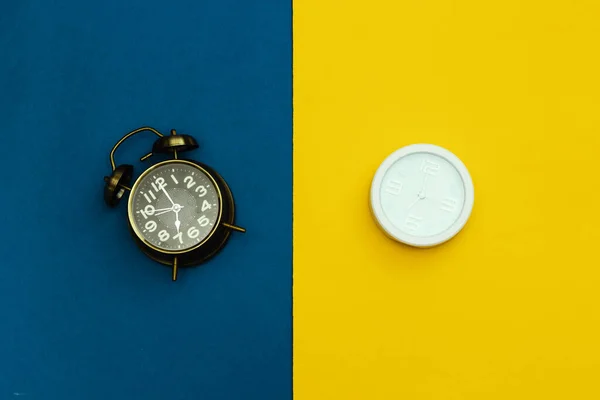 Two Different Style Alarm Clock Showing — Stock Photo, Image