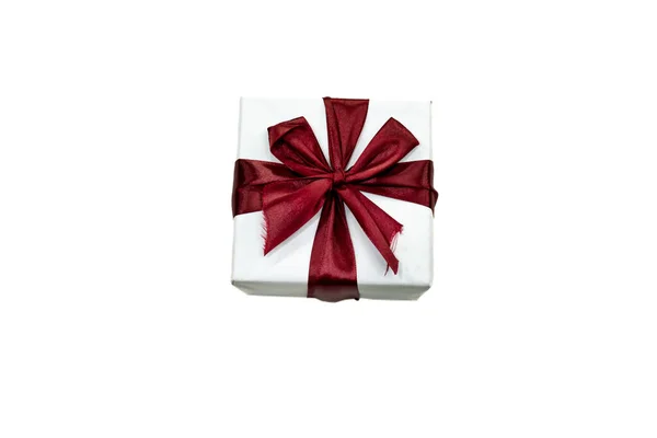 Weihnachten Hintergrund Mit Geschenkbox Isoliert Auf Weiß Vorbereitung Für Die — Stockfoto