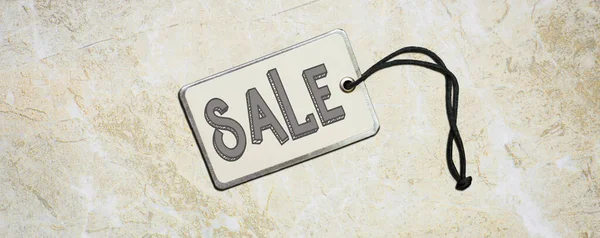 Sale Tag Isolated Marble Background — Stock Photo, Image