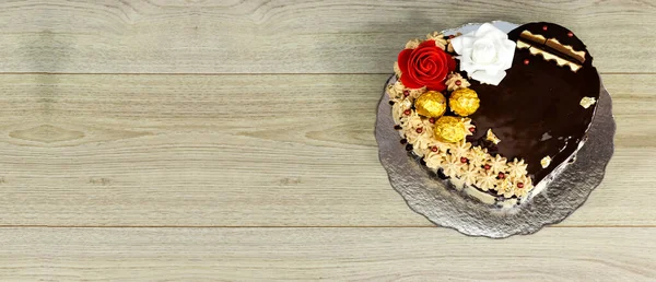 Herzförmige Torte Für Mama Happy Mother Day Hintergrund Mit Kuchen — Stockfoto