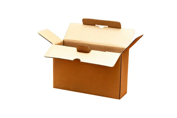 Open Cardboard Box Isolated White Background — Stock Photo, Image