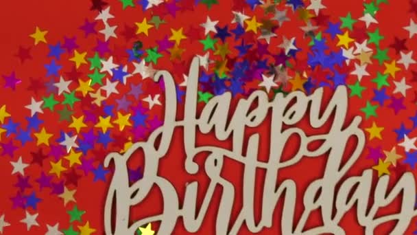 Concepto Feliz Cumpleaños Con Estrellas Confetti — Vídeo de stock