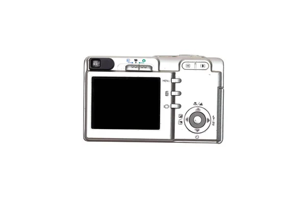 Цифровая Фотокамера Серебро Изолированы Белом Фоне — стоковое фото