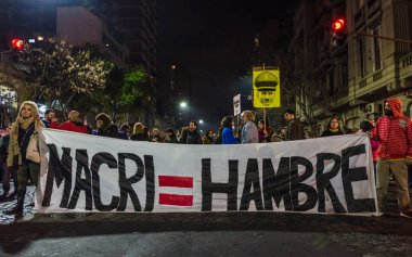Buenos Aires, Arjantin - 4 Ağustos 2016: Macri'ye karşı Cacerolazo protestosu