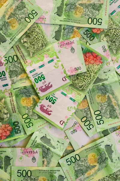 Close up of argentine money, 500 pesos bills — Stock Photo, Image