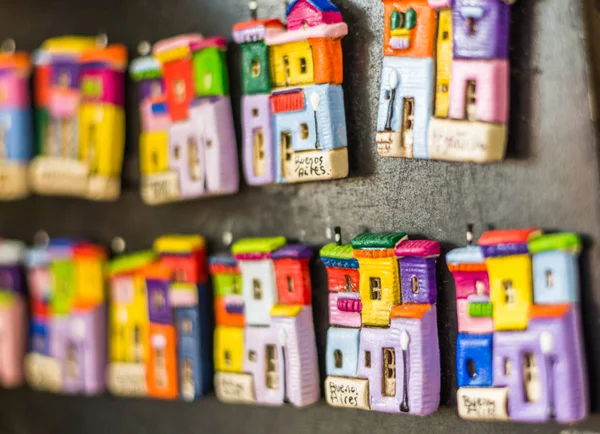 Fridge magnets with traditional colorful houses in La Boca, Buenos Aires.