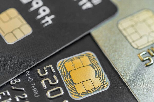 Close up of credit cards. Concept of business, finance, shopping, and commerce.