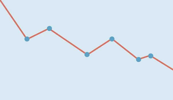 Kolorowy wykres w dół wykresu. Koncepcja biznesu, Niepowodzenie, spadek. — Zdjęcie stockowe