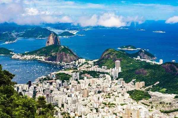 Panoramiczny widok Botafogo i Pao de Acucar w Rio de Janeiro w lecie. — Zdjęcie stockowe