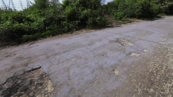 Destroyed road surface — Stock Video
