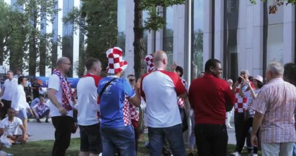 Rusko Moskva Července 2018 Fotbaloví Fanoušci Chorvatska Francie Rusko Před — Stock video