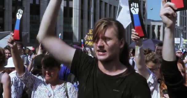 Los manifestantes corean Rusia será libre — Vídeo de stock