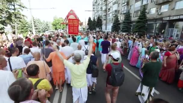 Ucrânia Dnepr Maio 2018 Festival Védico Vaishnava Festival Carruagens Ratha — Vídeo de Stock