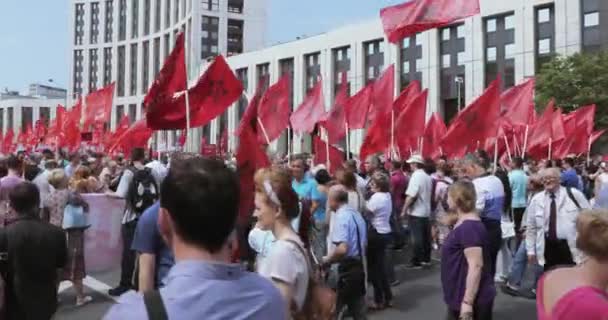 Overeengekomen vergadering tegen een verhoging van — Stockvideo