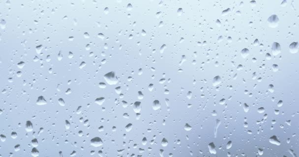 Fließt Durch Das Glas Großer Regentropfen Bei Starkem Regen Und — Stockvideo