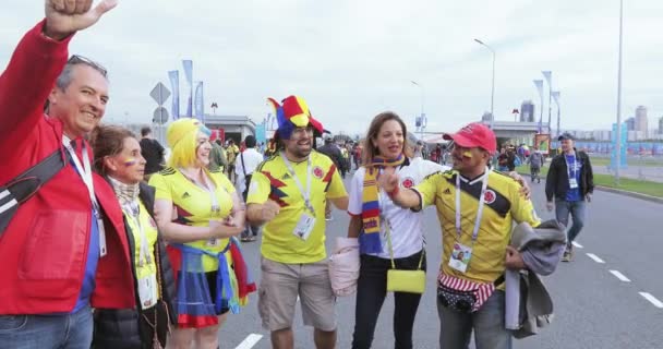 Fani piłki nożnej z Kolumbii — Wideo stockowe