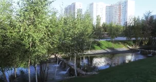 Lago cascata no parque — Vídeo de Stock