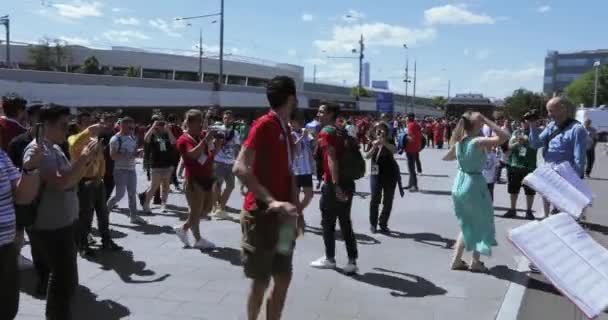 Músicos antes del partido — Vídeo de stock