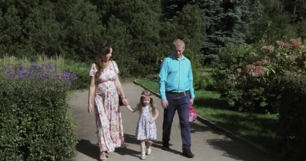 Молодая семья в парке — стоковое видео