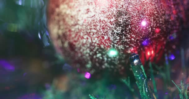 Lampu di pohon Natal — Stok Video