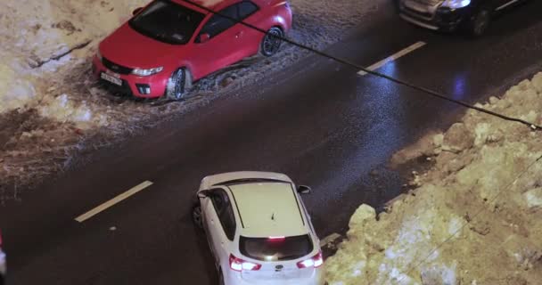 Neve deriva na estrada — Vídeo de Stock