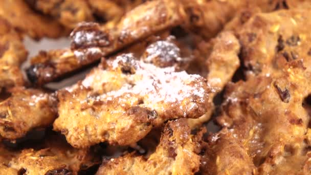 Oatmeal cookies with sugar powder — Stock Video