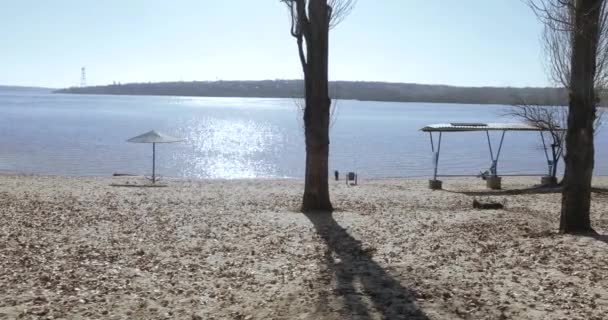 Playa desierta del río — Vídeo de stock