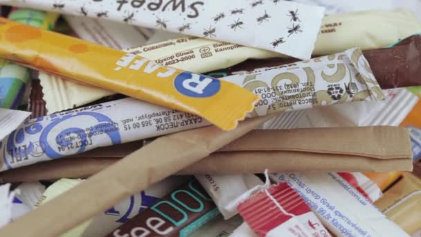 Bags of sugar in bulk — Stock Video