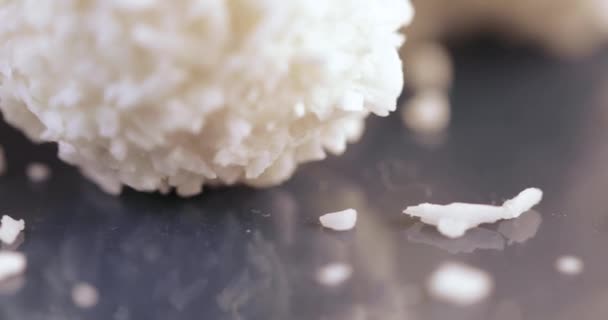 Candy in coconut flakes — Stock Video