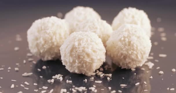 Candy in coconut flakes — Stock Video