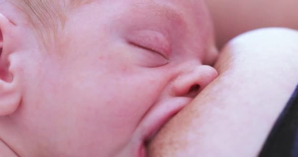 Baby schläft beim Stillen — Stockvideo