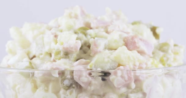 Salad Olivier in a vase — Stock Video