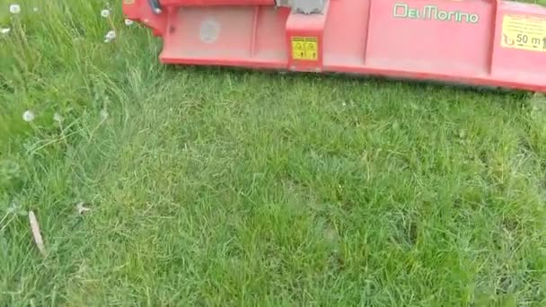 Ciągnik do koszenia trawnika — Wideo stockowe