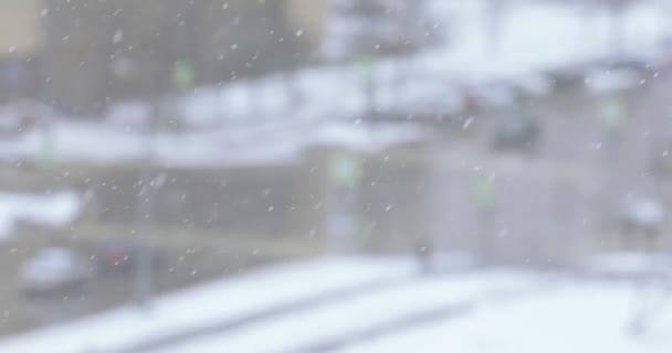 Снег на дороге — стоковое видео