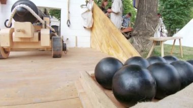 Moskova, Rusya, 09 Haziran 2019: Times and Epochs festivalinde. 1853-1856 Kırım Savaşı'nın yeniden inşası. Sivastopol'ün savaşta kahramanca savunma sının yeniden inşası