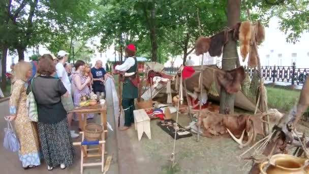 Godis säljare och bosättare Camp — Stockvideo