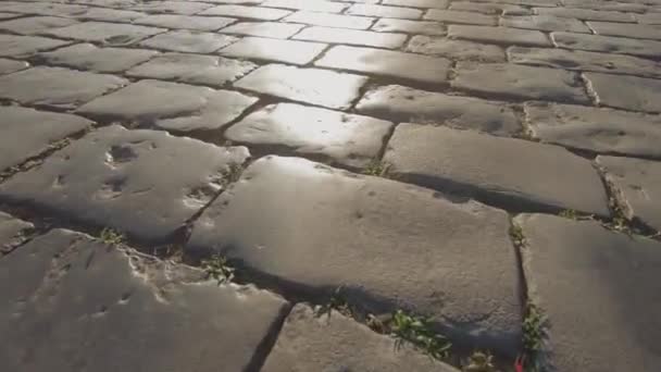 Červený čtverec Paving v podsvícení — Stock video