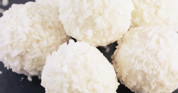 Candy in coconut flakes — Stock Video