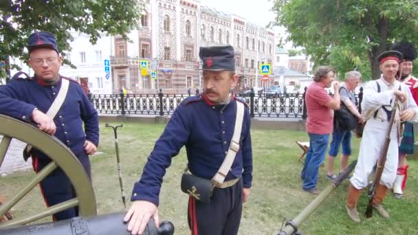 Moscú Rusia Junio 2019 Festival Times Epochs Reconstrucción Guerra Crimea — Vídeos de Stock