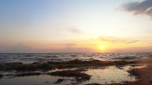 Puesta de sol en la bahía del mar — Vídeo de stock