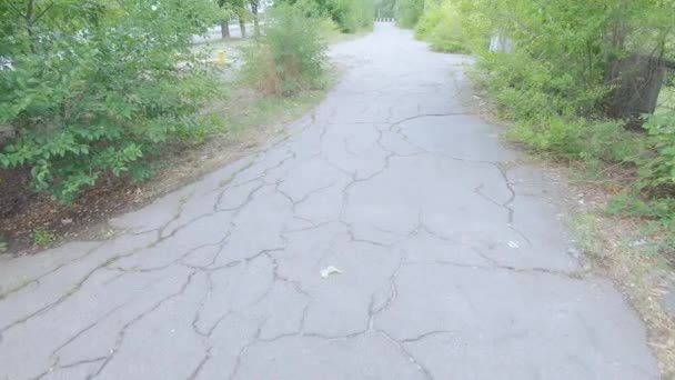 Gebroken asfaltweg — Stockvideo
