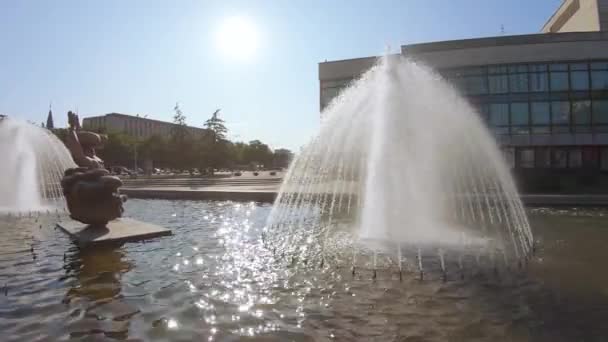 Brunnen in der Nähe von Oper und Balletttheater — Stockvideo