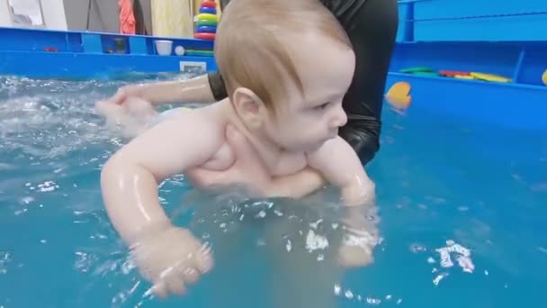 Clases de natación en la piscina — Vídeo de stock