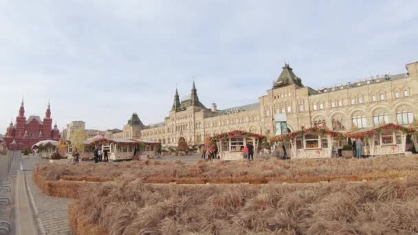 Trigo y cosechadora en Red Square — Vídeo de stock