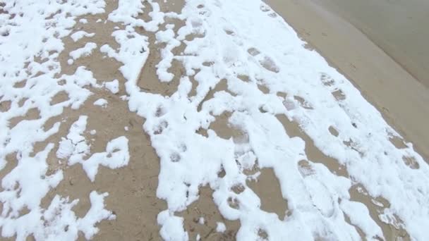 Sneeuw op de oevers — Stockvideo