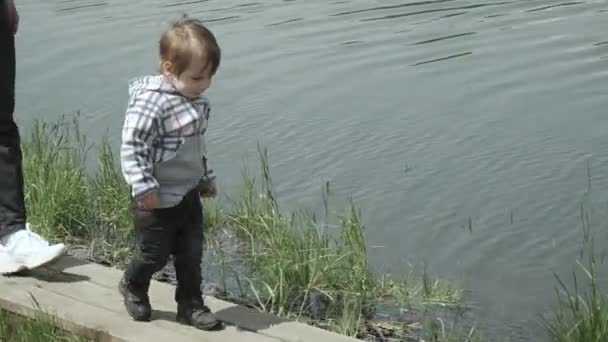 Băiatul cu mama lui merge pe lemne — Videoclip de stoc