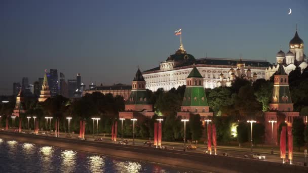Vista da noite Moscou Kremlin — Vídeo de Stock