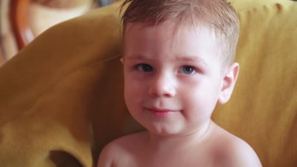 Niño viendo la televisión en casa — Vídeo de stock