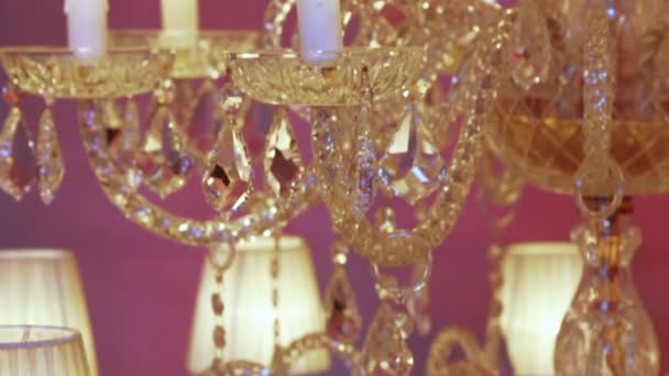 Expensive crystal chandelier — Stock Video