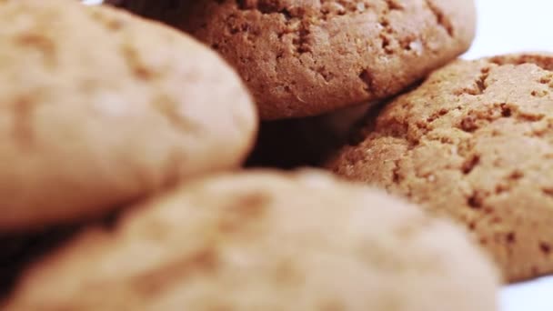Pilha de biscoitos de aveia — Vídeo de Stock